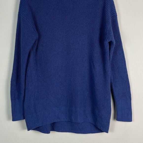J Crew Ribbed Cotton Cashmere Blend Turtleneck Relaxed Sweater Sz S Blue - Picture 4 of 14